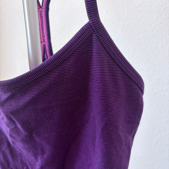 Lululemon Power Y Tank Size 2 Wee Stripe Tender Violet Black Racerback Yoga - Picture 4 of 8
